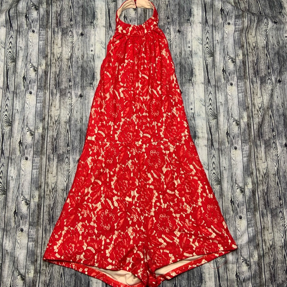 Beautiful red lace romper